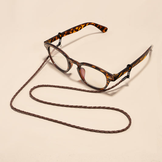 Vintage High-End Faux Leather Woven Eyeglass Chain/Mask Strap - Creative & Functional Accessory