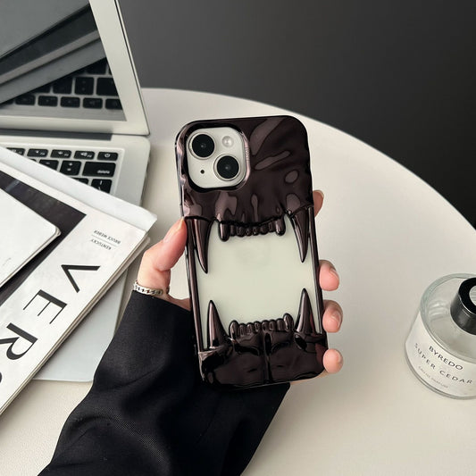 Reflective Phone Case | 3D Hollow Tiger Tooth Design | Black