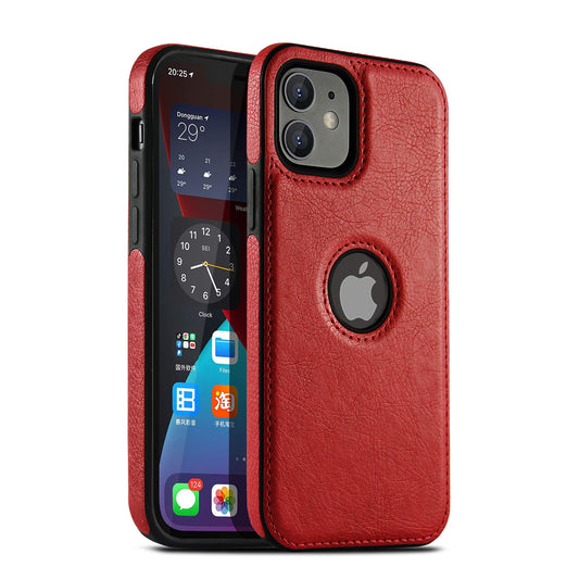 Leather iPhone Case | Cowhide Textured Red Phone Case