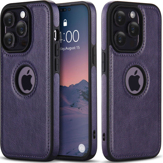 Leather iPhone Case | Cowhide Textured Purple Phone Case