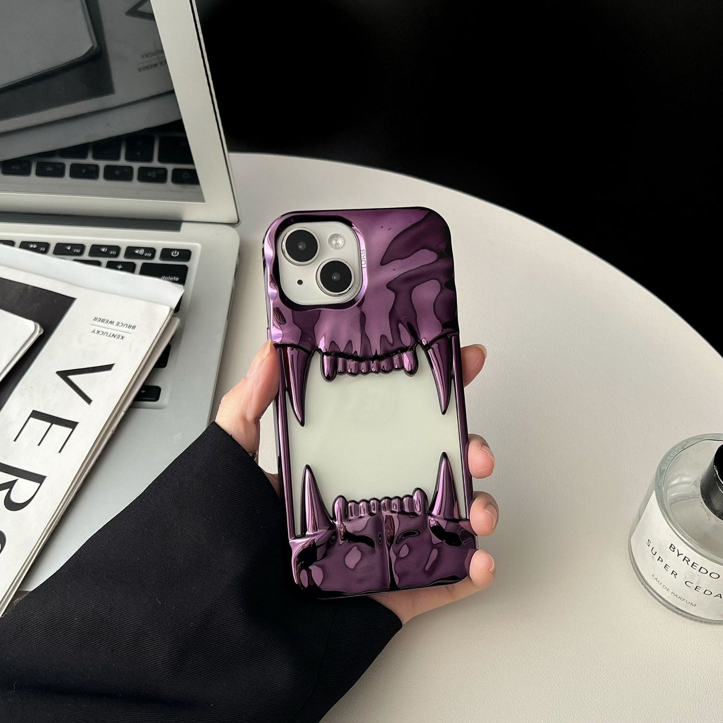 Reflective Phone Case | 3D Hollow Tiger Tooth Design | Purple