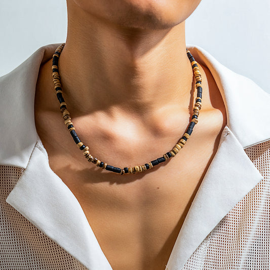 SPICEUP STUDIO | Trendy Men's Wooden Bead Necklace | Stylish Beaded Jewelry for Men