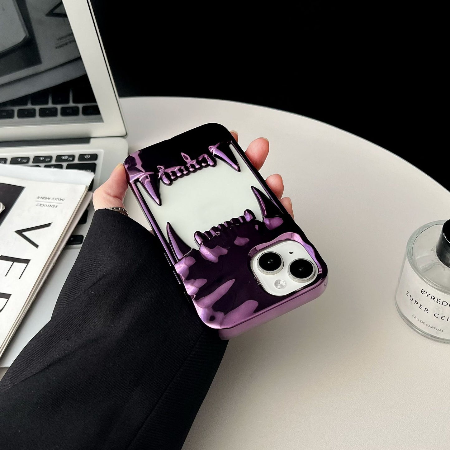 Reflective Phone Case | 3D Hollow Tiger Tooth Design | Purple