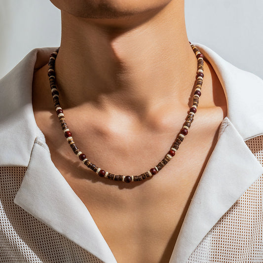 SPICEUP STUDIO | Trendy Men's Wooden Bead Necklace | Stylish Beaded Jewelry for Men