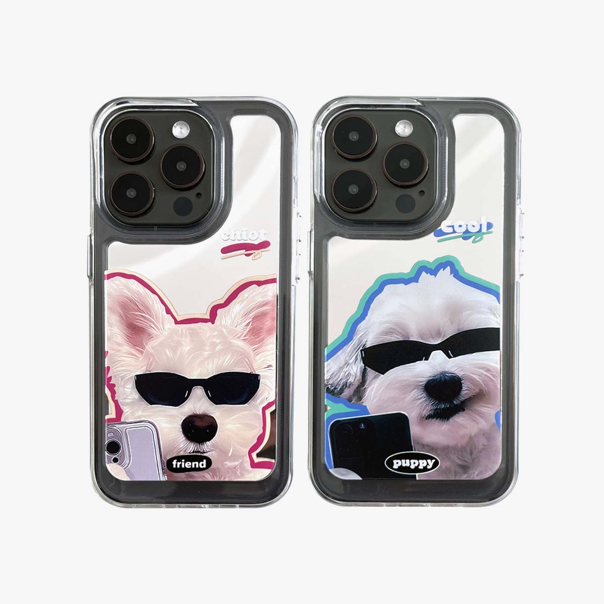 Mirror iPhone Case | Couple Dogs Self-Timer (Buy 2 and get 50% off one)