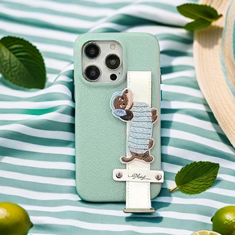 Strap Phone Case | Dachshund in Green Faux Leather iPhone Case