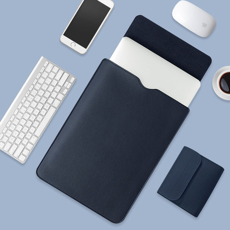 MacBook Case | Navy PU Leather Laptop Sleeve | Thickened Protective Case for Apple MacBook