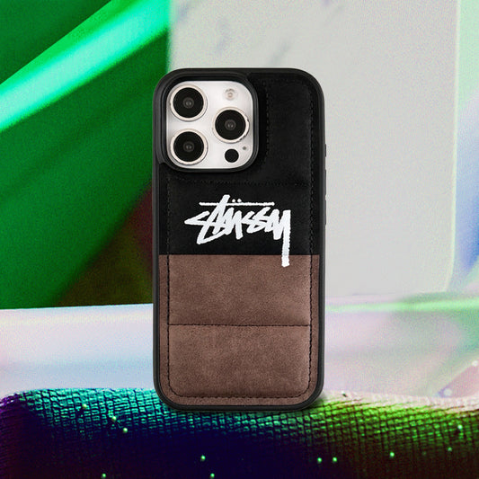 3D iPhone Case | ST Faux Suede 3D Puffer Black x Brown