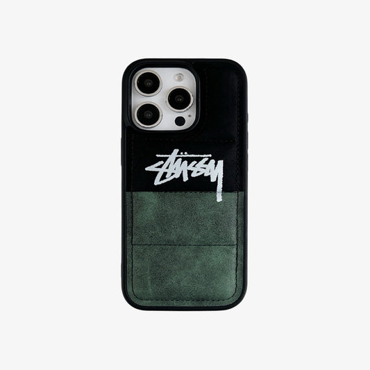 3D iPhone Case | ST Faux Suede 3D Puffer Black x Green