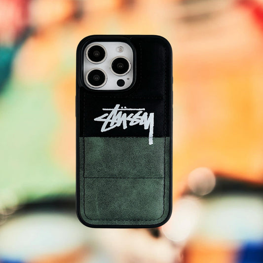 3D iPhone Case | ST Faux Suede 3D Puffer Black x Green